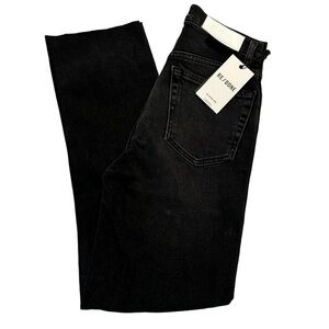 RE/DONE 70s Stove Pipe Womens Black Straight Frayed Jeans‎ Size 25 MSRP $286